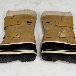 Sorel Kids Tan and Black Snow Boots